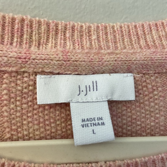💜J.Jill  Heathered Pink Perfect Cabled Crew-Neck Tunic length Sweater size large - Picture 9 of 10